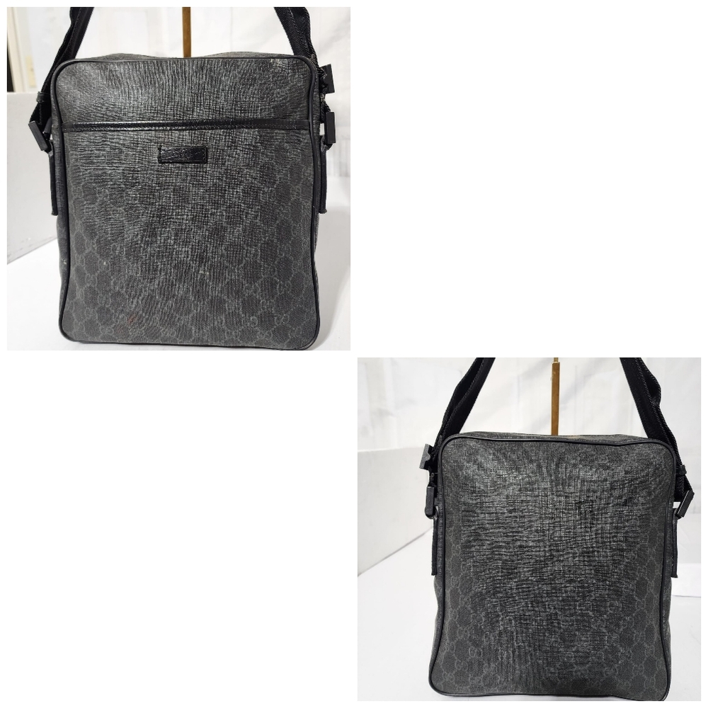 GUCCI GG Supreme Monogram Front Pocket Messenger Bag Black/Grey - Picture 9 of 16